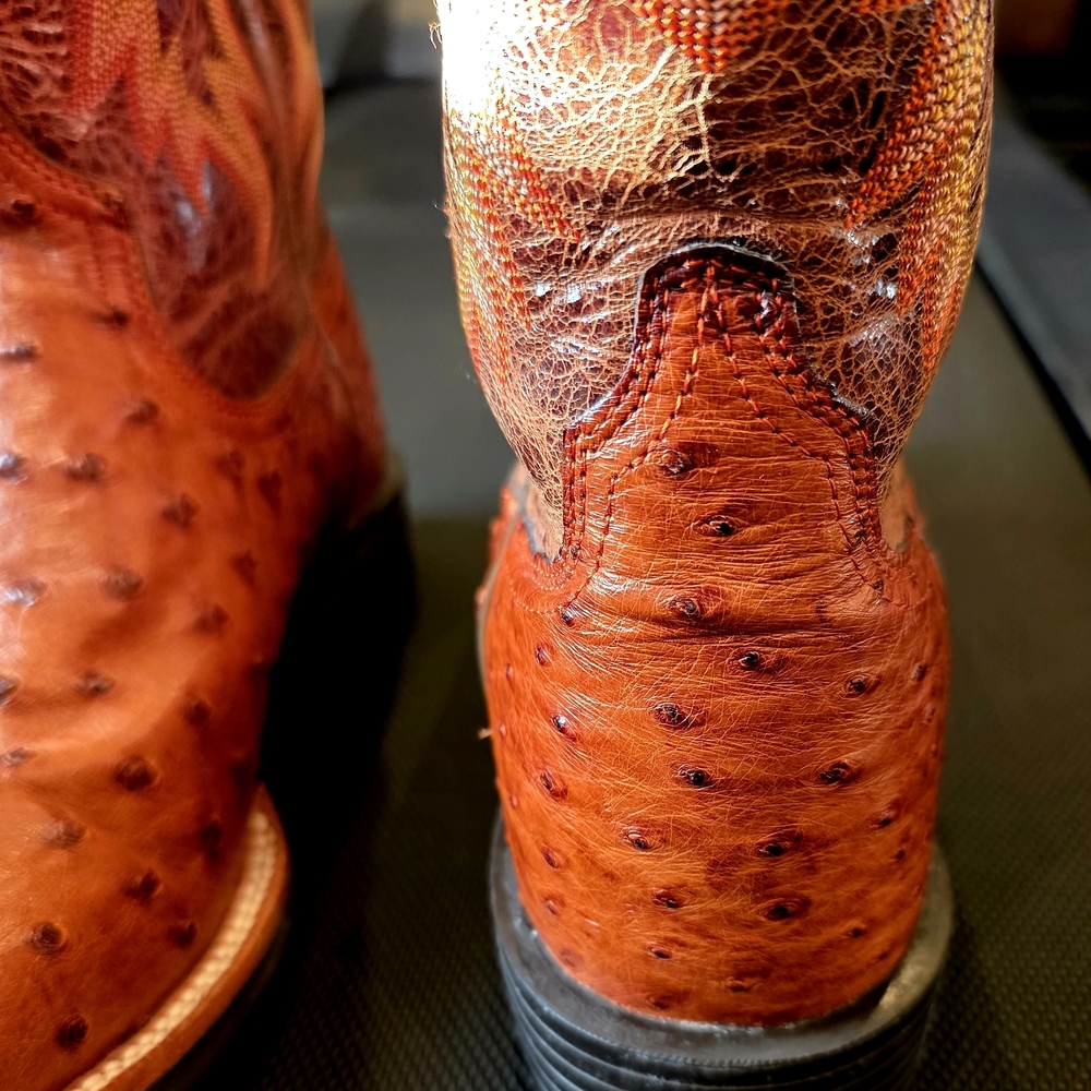 Ariat Men’s Quantum Full Quill Ostrich Boots - Classic Brandy - Picture 4 of 5